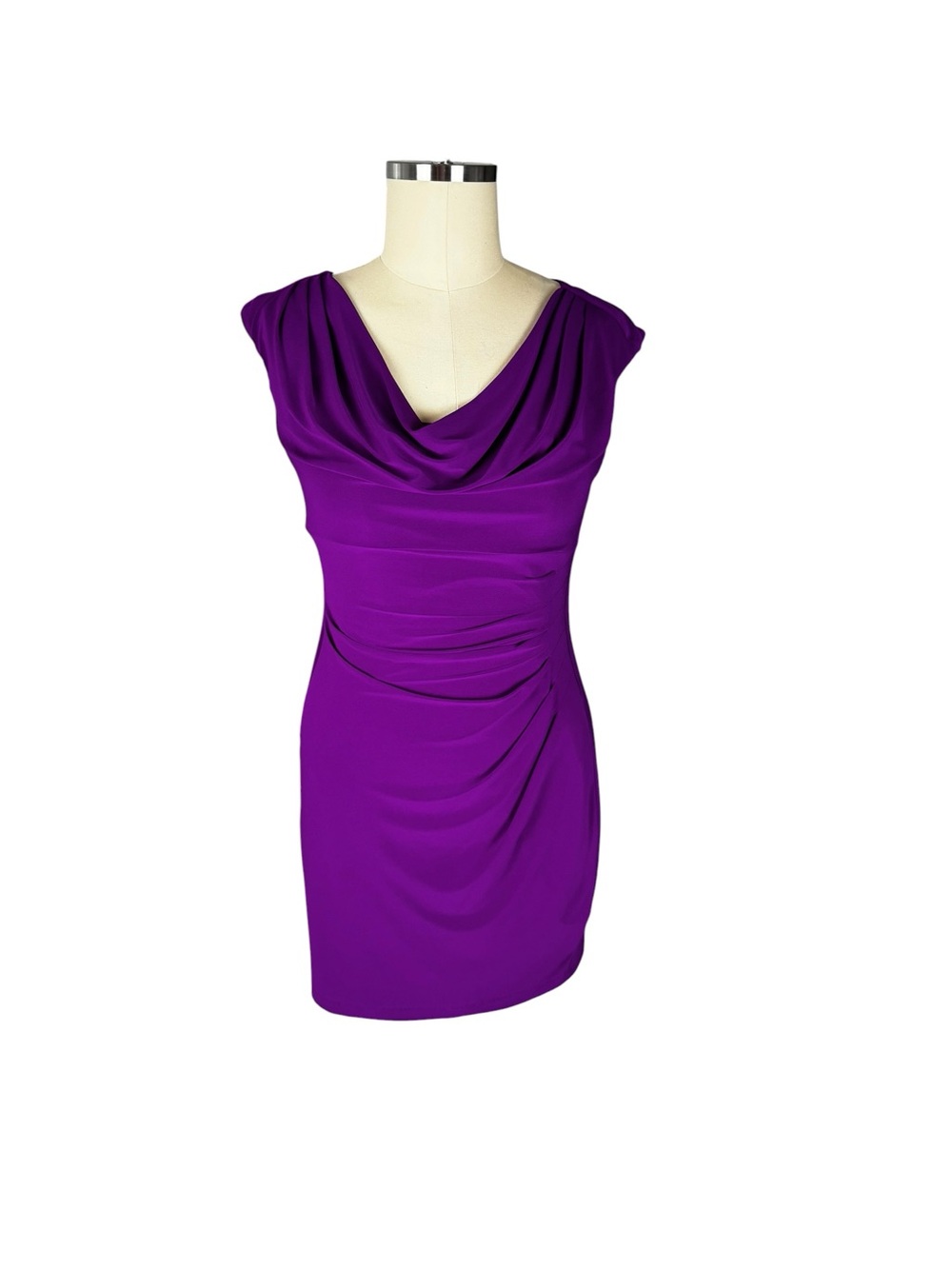 Ralph Lauren Violet Draped Cowl Mini Dress